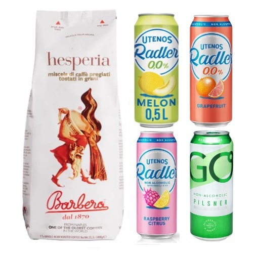 Кофе в зернах, пиво безалкогольное 4 банки Кофе в зернах, пиво безалкогольное 4 банки